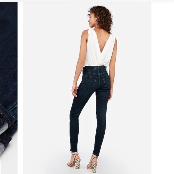 Express Cozy Fleece Mid Rise Legging Jean - Picture 4 of 7